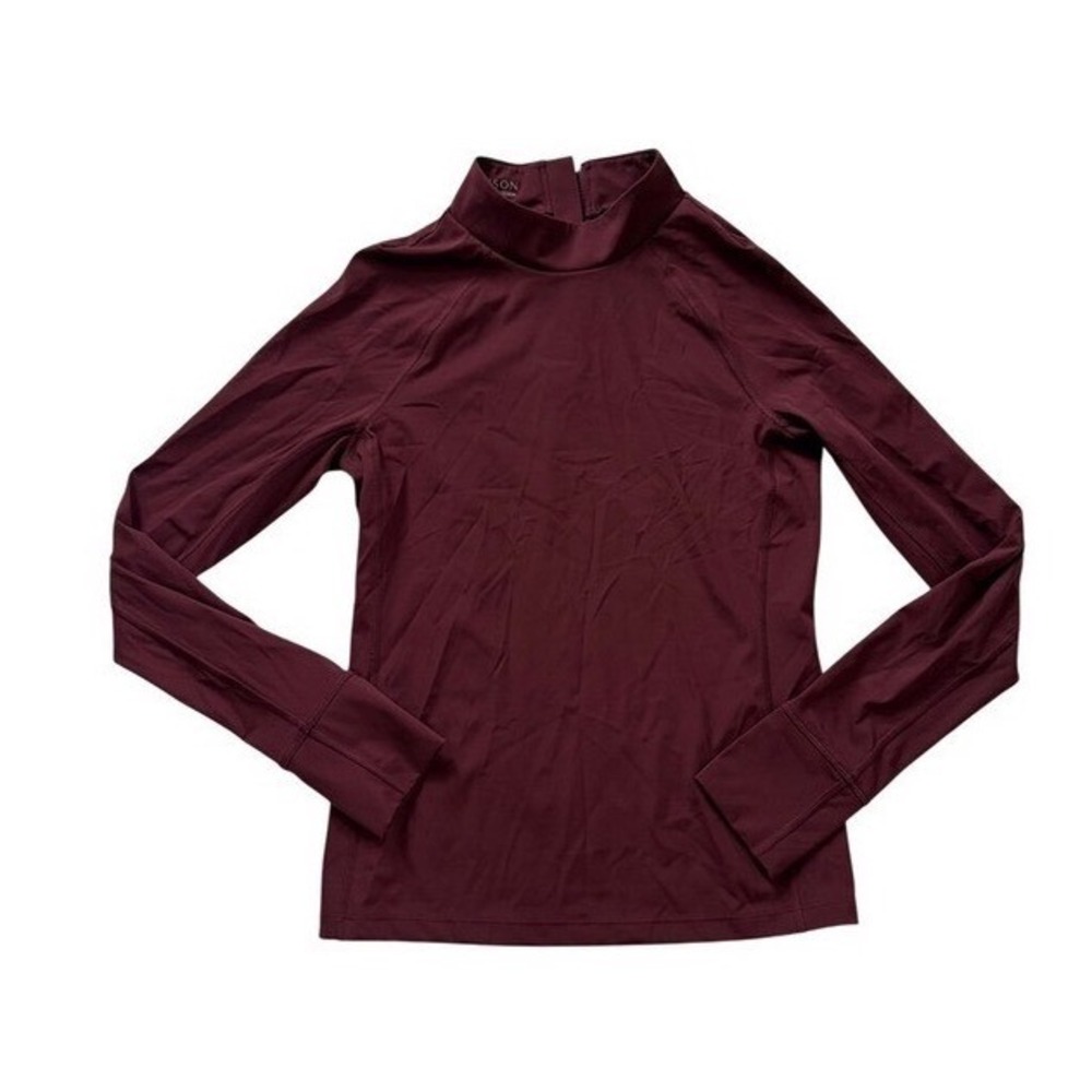 Greyson Maroon Soleil Long Sleeve Mock Neck Performance Top M Sporty Minimalist